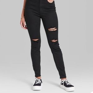 High rise ripped black skinny jeans size 12(juniors)